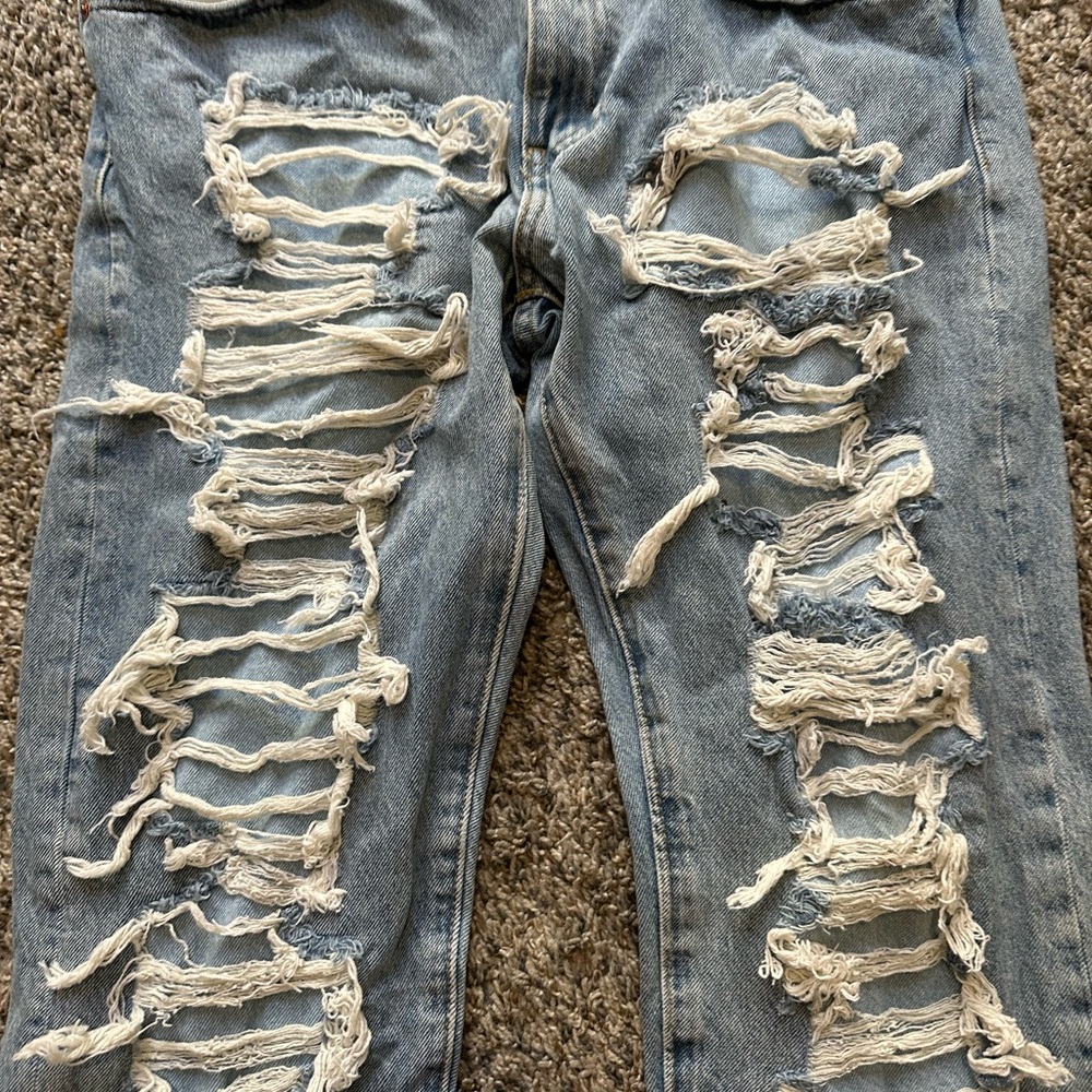 Distressed Blue Jeans